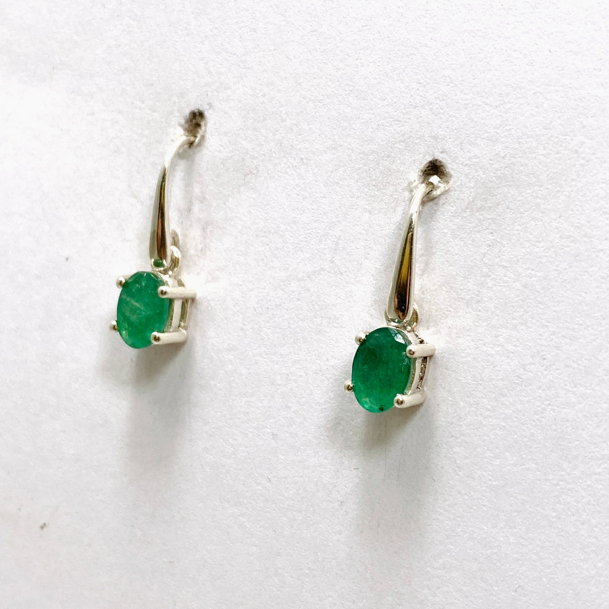 Emerald Oval Faceted Earrings PEGJ289