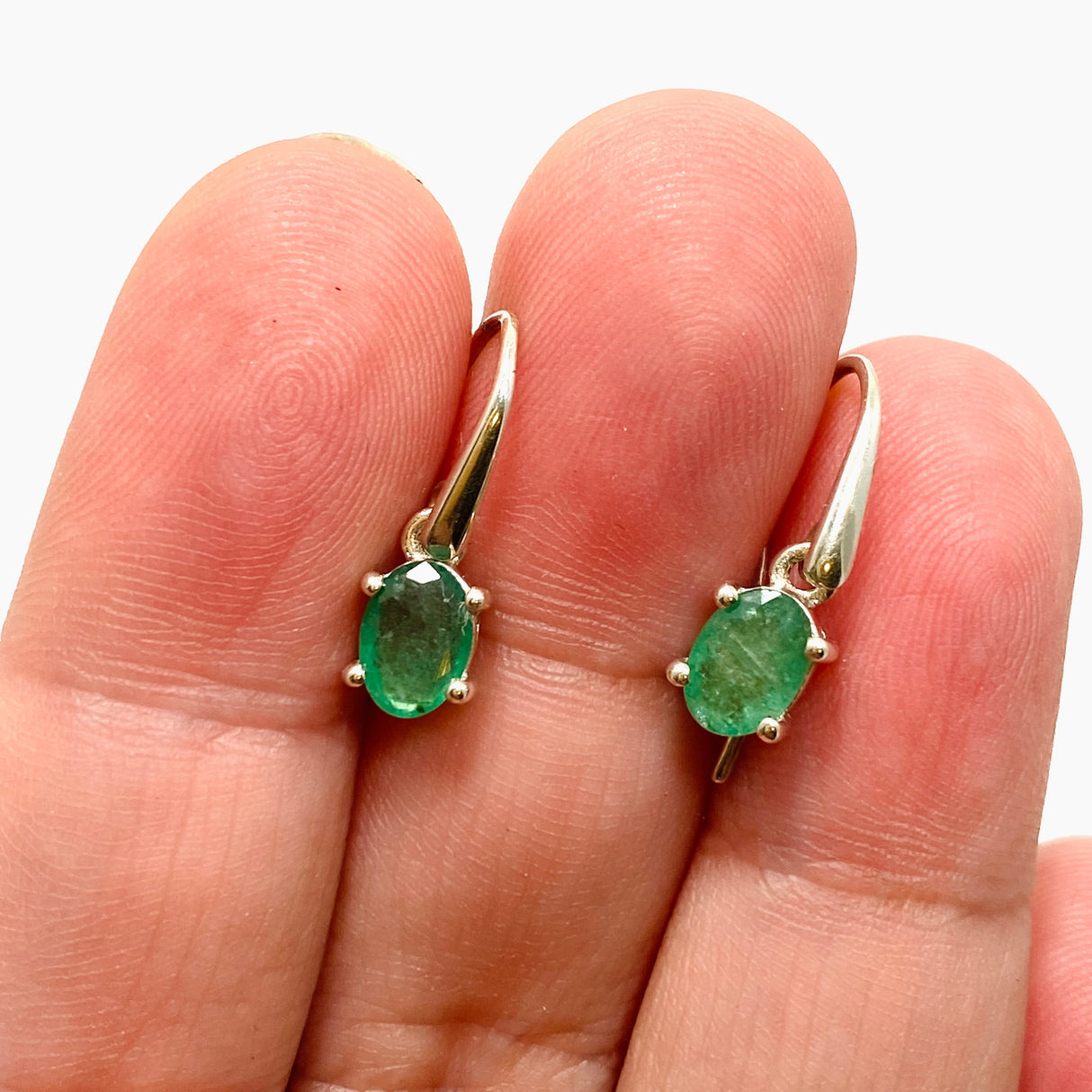 Emerald Oval Faceted Earrings PEGJ289