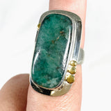 Emerald Rectangular Ring with Brass Detailing Size 8 KRGJ3114 - Nature's Magick