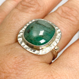 Emerald Square Cabochon Ring with Hammered Detailing Size 8 KPGJ3301