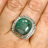 Emerald Square Cabochon Ring with Hammered Detailing Size 8 KPGJ3301