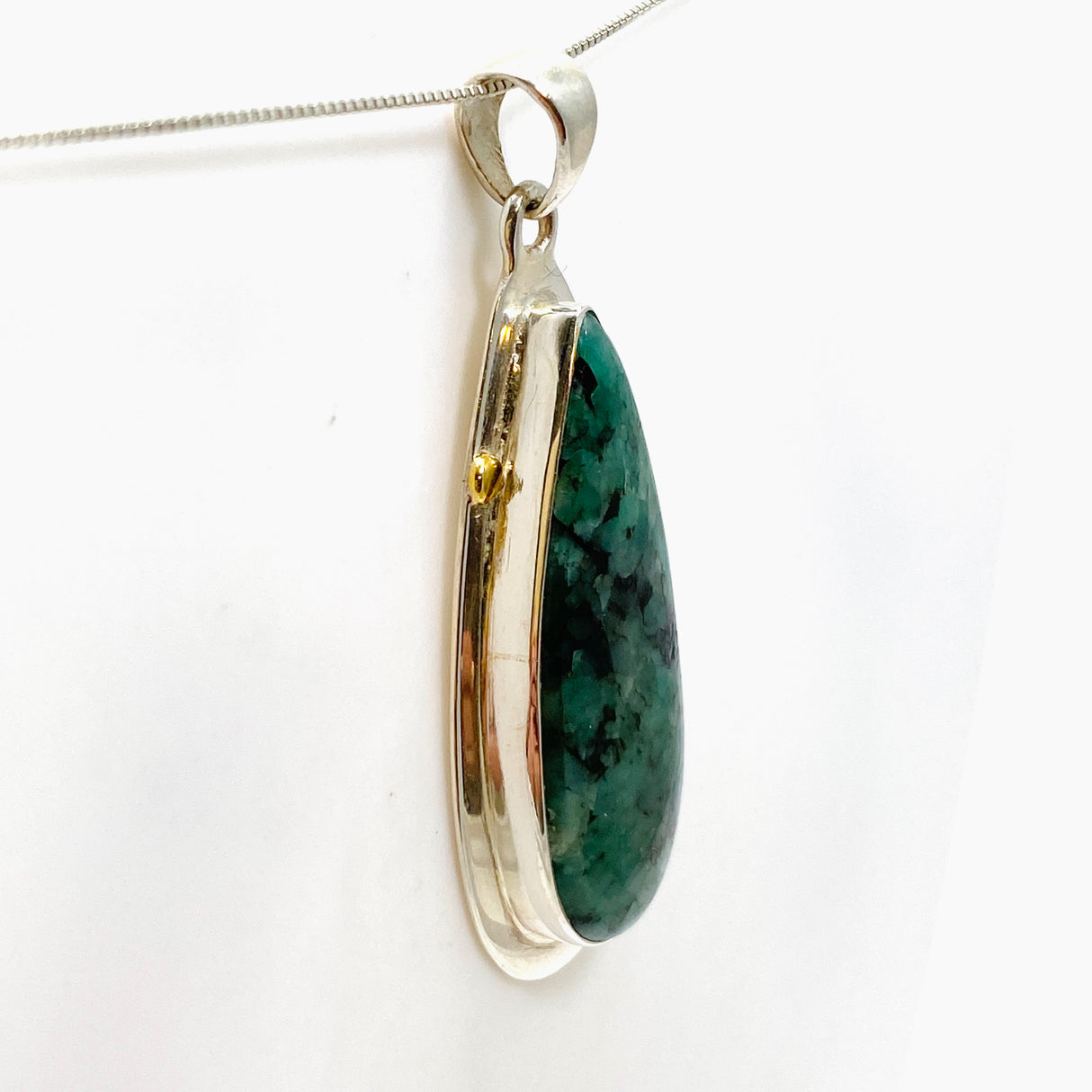 Emerald Teardrop Cabochon Pendant in a Decorative Setting KPGJ4642