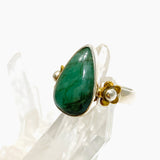 Emerald Teardrop Cabochon Ring with Brass Detailing Size 8 KPGJ3299