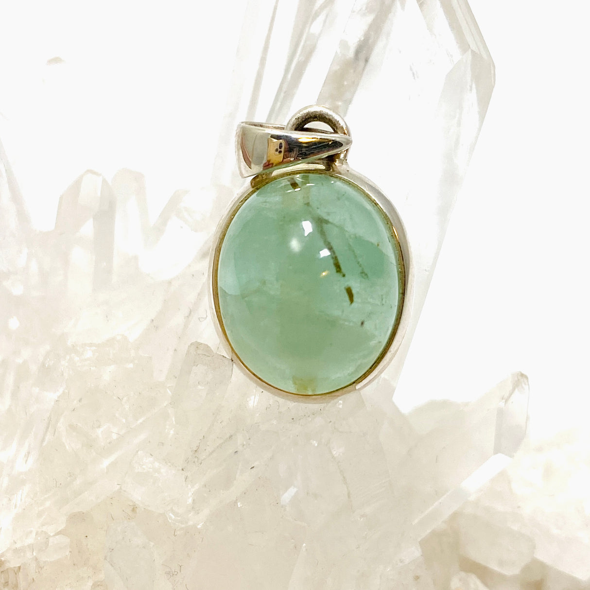 Emerald with Rutile Oval Cabochon Pendant PPGJ805