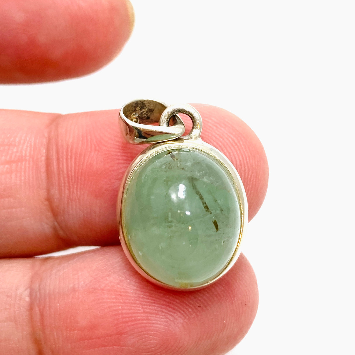 Emerald with Rutile Oval Cabochon Pendant PPGJ805