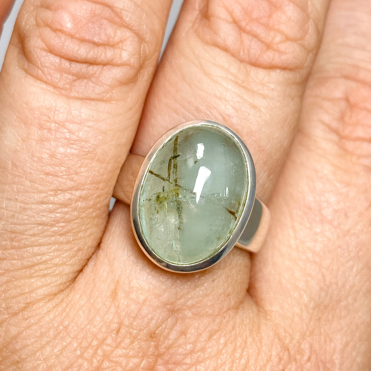 Emerald with Rutile Oval Cabochon Ring Size 8.5 PRGJ549