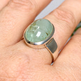 Emerald with Rutile Oval Cabochon Ring Size 8.5 PRGJ549