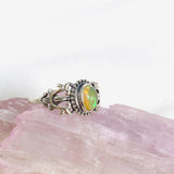 Ethiopian Opal ring with silver design in band KRGJ3001 - Nature's Magick