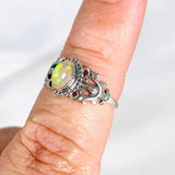 Ethiopian Opal ring with silver design in band KRGJ3001 - Nature's Magick