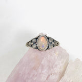 Ethiopian Opal ring with silver flower design in band KRGJ2999 - Nature's Magick