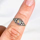 Ethiopian Opal ring with silver flower design in band KRGJ2999 - Nature's Magick