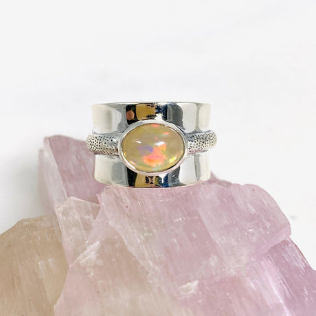 Ethiopian Opal set in wide silver band ring s.6 KRGJ3002 - Nature's Magick
