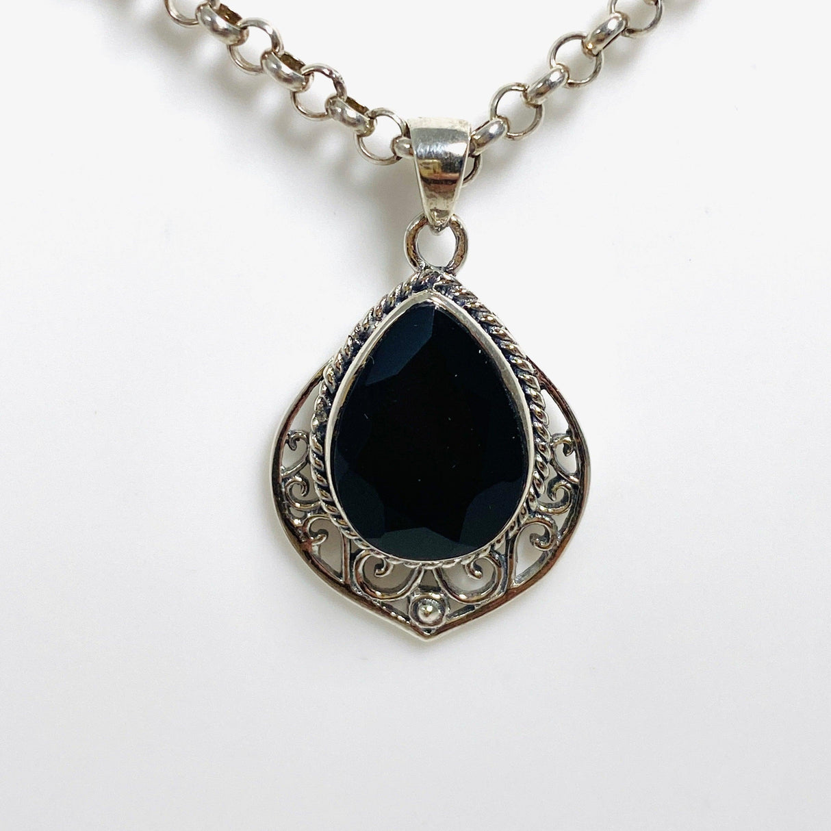 Faceted Teardrop Pendant with Silver Filagree G2176 - Nature's Magick