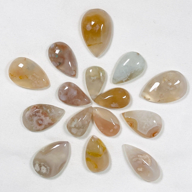 Flower Agate Teardrop Cabochon FWR - Nature's Magick