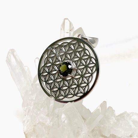 Flower of Life Moldavite Pendant IVMP-06 - Nature's Magick