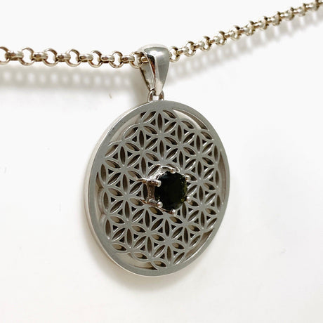 Flower of Life Moldavite Pendant IVMP-06 - Nature's Magick