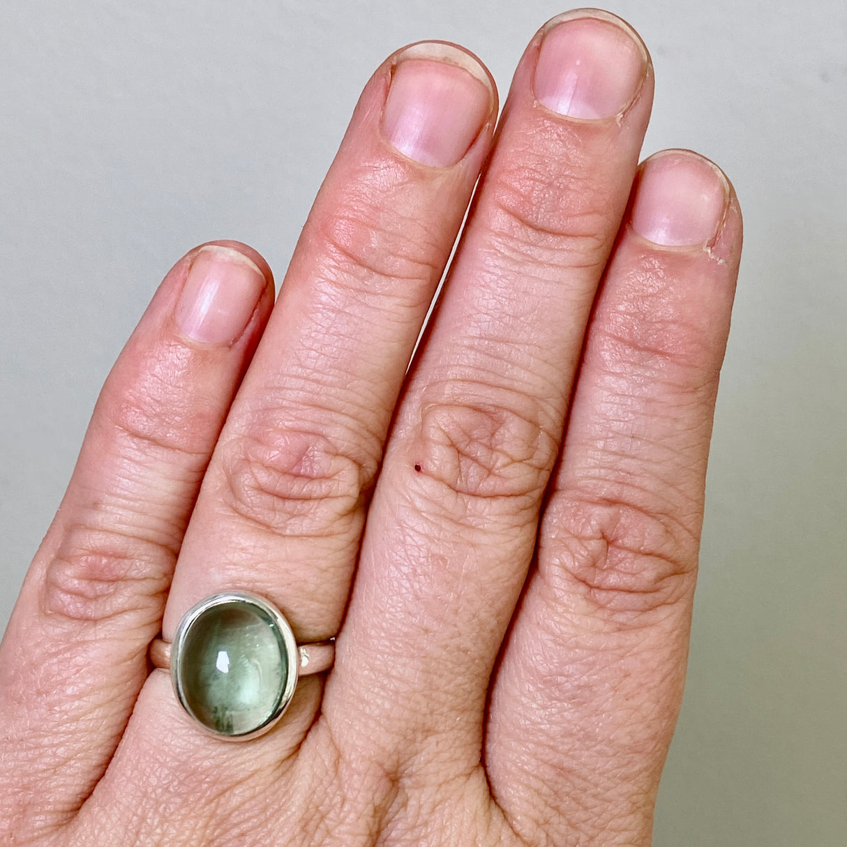 Fluorite Oval Cabochon Ring Size 5.5 PRGJ644