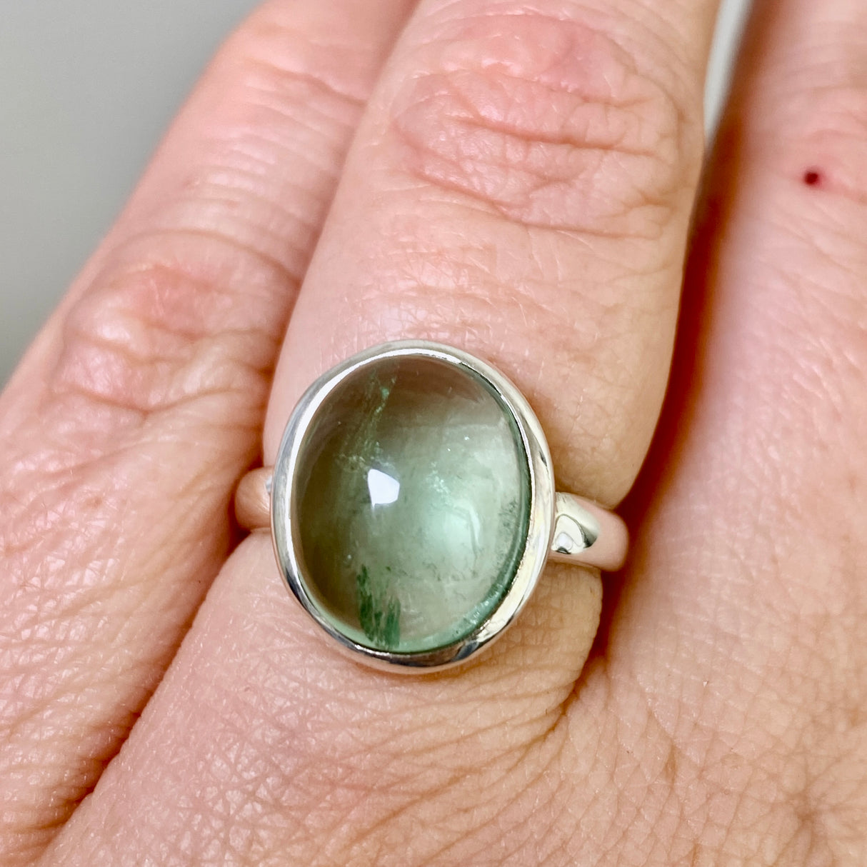Fluorite Oval Cabochon Ring Size 5.5 PRGJ644