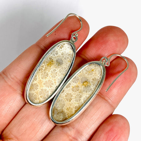 Fossilated Coral Oval Earrings KEGJ1379 - Nature's Magick