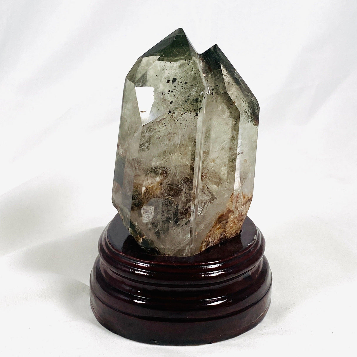 Garden Quartz polished twin crystal on stand - Nature's Magick