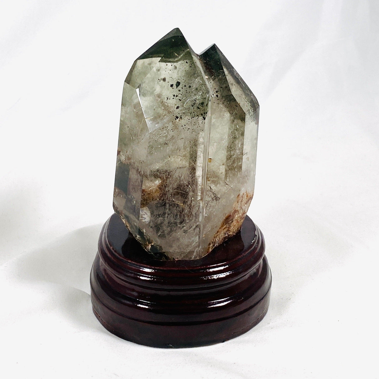 Garden Quartz polished twin crystal on stand - Nature's Magick