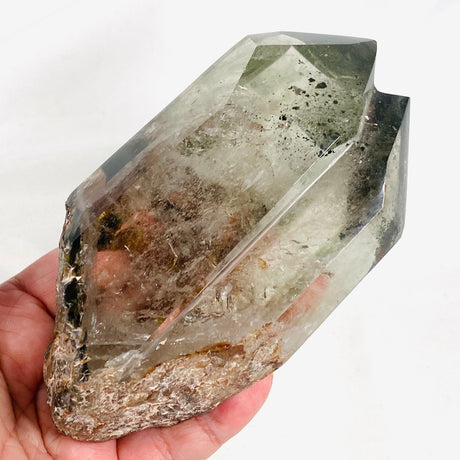 Garden Quartz polished twin crystal on stand - Nature's Magick