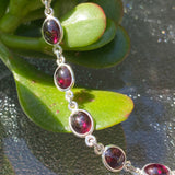 Garnet cabochon in 925 silver bezel setting bracelet PBGJ010