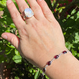 Garnet cabochon in 925 silver bezel setting bracelet PBGJ010