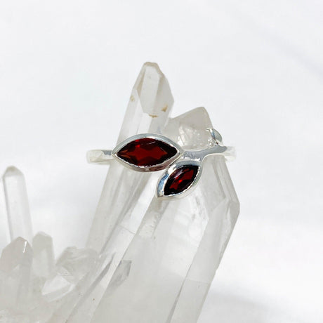 Garnet Faceted Marquise Multistone Leaf Ring R3735 - Nature's Magick