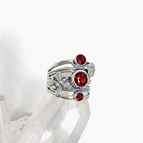 Garnet Faceted Multi-stone Ring with Floral accents R3890 - Nature's Magick