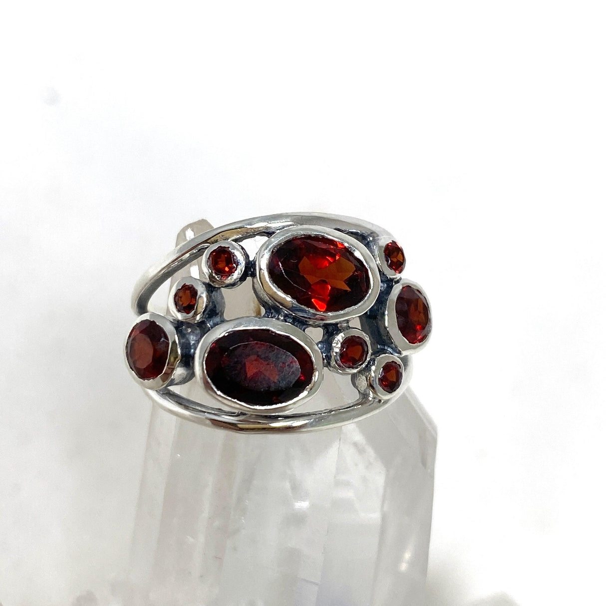 Garnet Faceted Multistone Gemstone Ring in a Decorative Setting R3787 - Nature's Magick