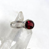 Garnet Faceted Oval Decorative Split Band Ring R3861 - Nature's Magick