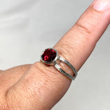 Garnet Faceted Oval Decorative Split Band Ring R3861 - Nature's Magick