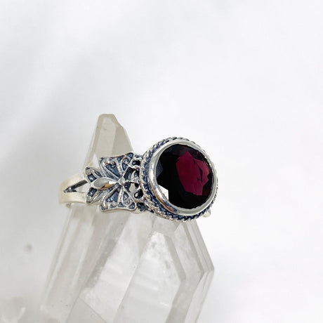 Garnet Faceted Round Ring in a Decorative Setting R3671 - Nature's Magick