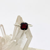 Garnet Faceted Square Solitare Ring R4806