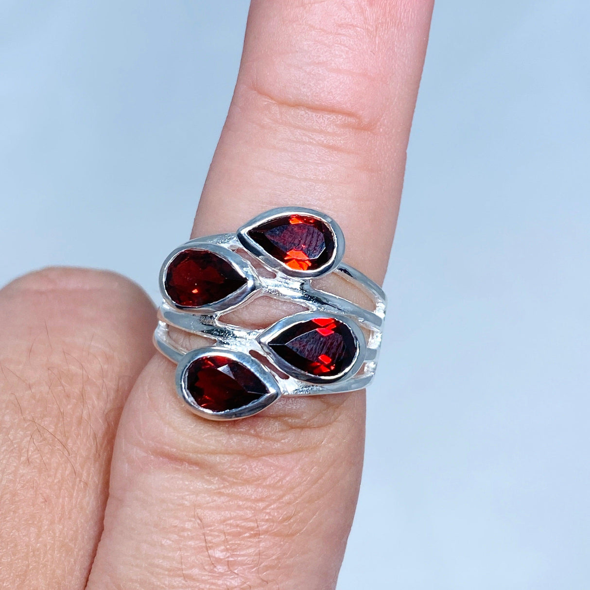 Garnet Multi-stone Faceted Teardrop Ring R3815 - Nature's Magick