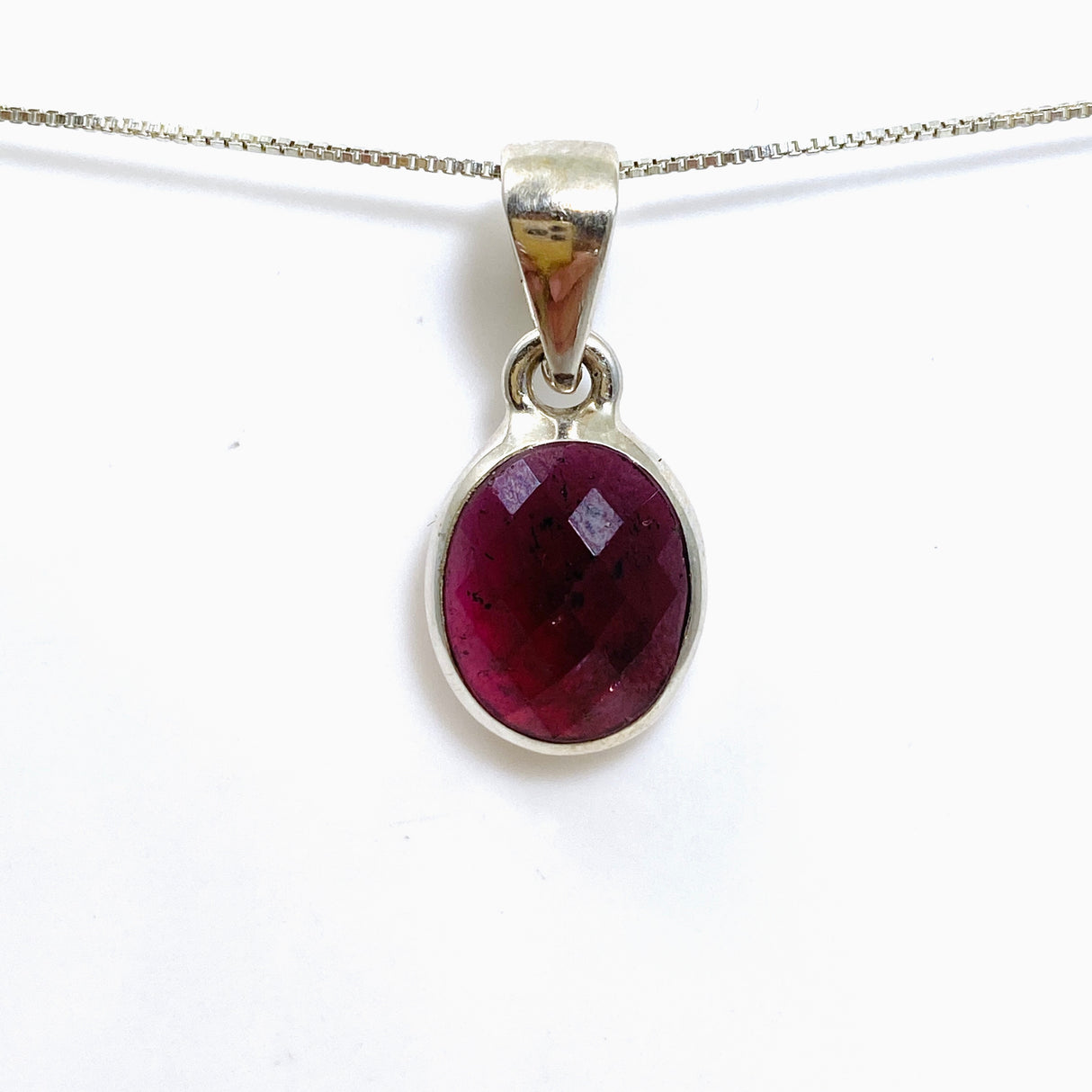 Garnet Oval Checkerboard Faceted Pendant PPGJ868