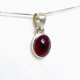 Garnet Oval Checkerboard Faceted Pendant PPGJ868