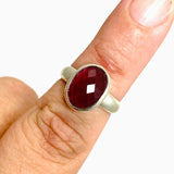 Garnet Oval Checkerboard Faceted Ring Size 7 PRGJ620