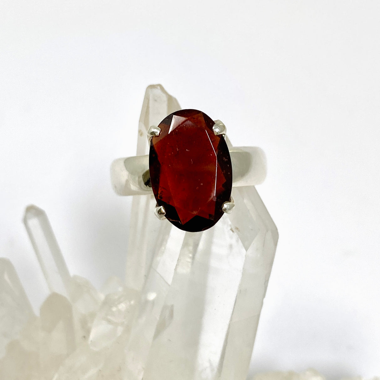 Garnet Oval Faceted Ring Size 8.5 PRGJ961