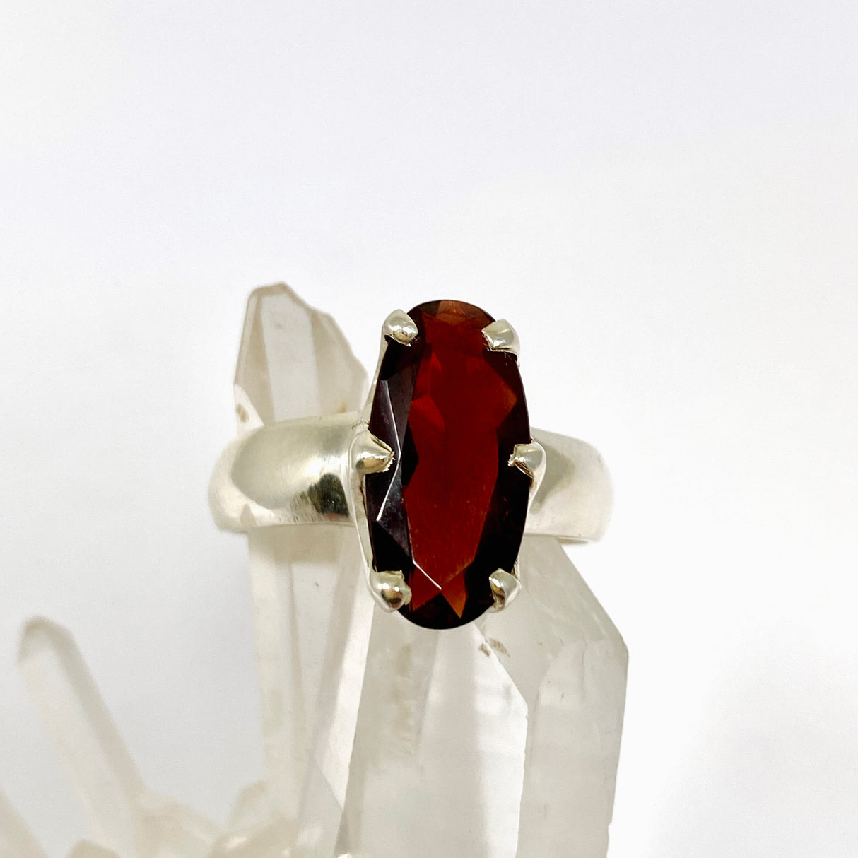 Garnet Oval Faceted Ring Size 8 PRGJ962