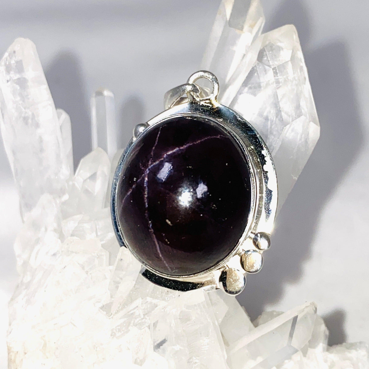 Garnet Oval Pendant with Silver Detailing KPGJ4133 - Nature's Magick