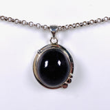 Garnet Oval Pendant with Silver Detailing KPGJ4133 - Nature's Magick