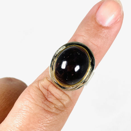 Garnet Oval Ring with Brass Detailing Size 7 KRGJ3077 - Nature's Magick