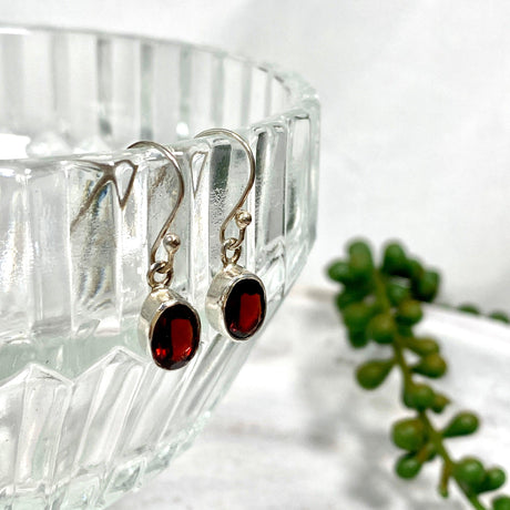 Garnet petite oval faceted earrings R2363-GTO - Nature's Magick