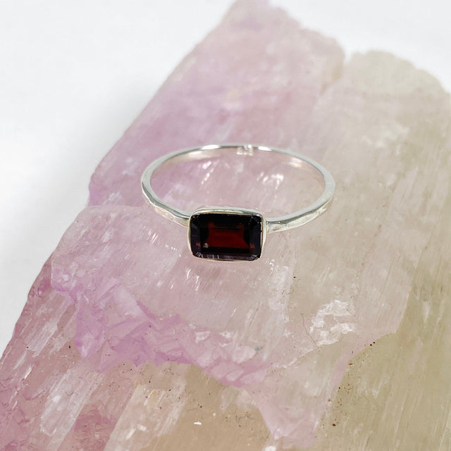 Garnet Rectangular Faceted Fine Band Ring R3793-GA - Nature's Magick