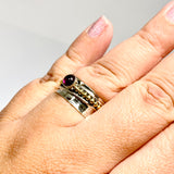 Garnet Round Cabochon Sterling Silver, Brass and Copper Spinner Ring RG1054GT