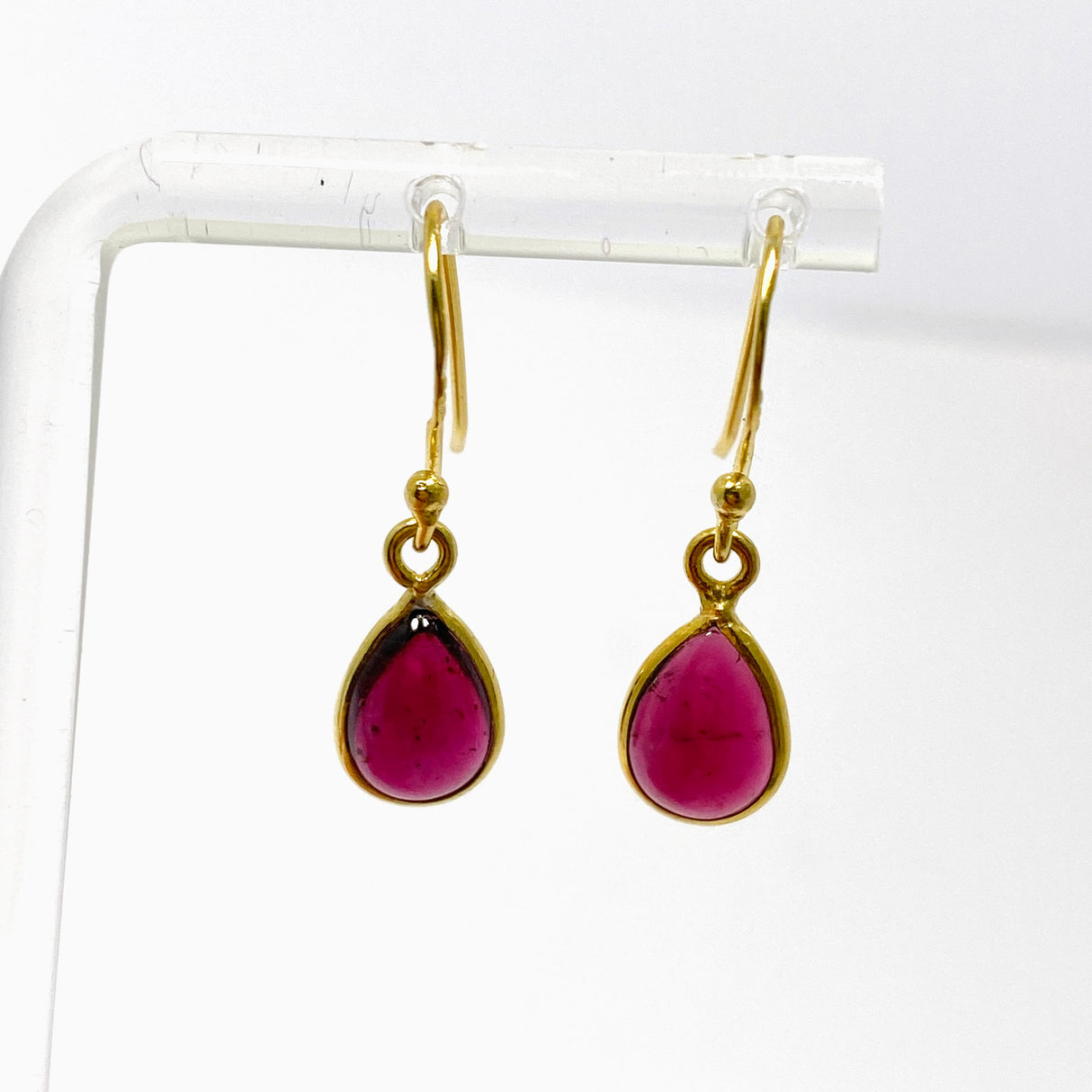 Garnet Teardrop Cabochon Gold Plated Drop Earrings C001GT-YG