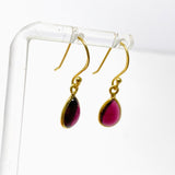 Garnet Teardrop Cabochon Gold Plated Drop Earrings C001GT-YG