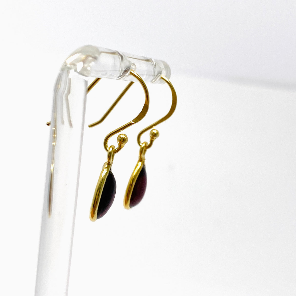 Garnet Teardrop Cabochon Gold Plated Drop Earrings C001GT-YG